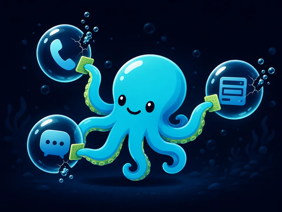 Tentaclick mascot patching leaking enquiry bubbles