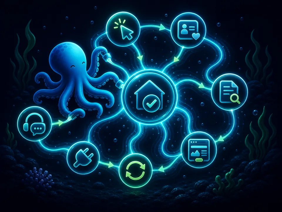 Tentaclick mascot coordinating managed growth services around the core system